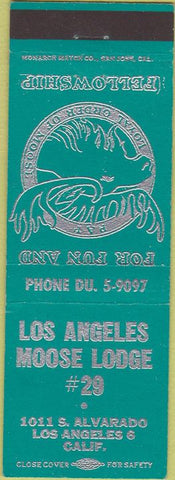 Matchbook Cover - Matchbook Cover Moose Lodge Los Angeles CA teal