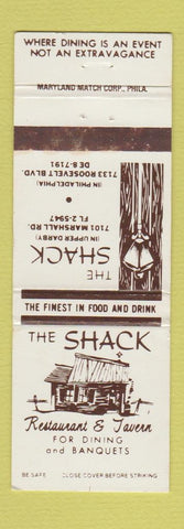 Matchbook Cover - The Shack Restaurant Philadelphia PA Upper Darby