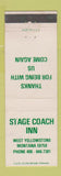 Matchbook Cover - Stage Coach Inn West Yellowstone MT