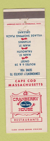 Matchbook Cover - Cranberry House Restaurants Orleans Falmouth Hyannis MA WEAR