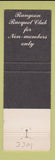 Matchbook Cover - Rangoon Racquet Club Beverly Hills CA