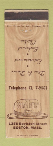 Matchbook Cover - Brown Derby Room Boston MA