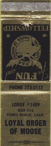 Matchbook Cover - Matchbook Cover Moose Lodge Pismo Beach CA