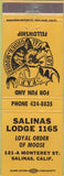 Matchbook Cover - Matchbook Cover Moose Lodge Salinas CA yellow