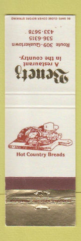 Matchbook Cover - Benetz Restaurant Quakertown PA