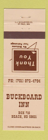 Matchbook Cover - Buckboard Inn Beach ND