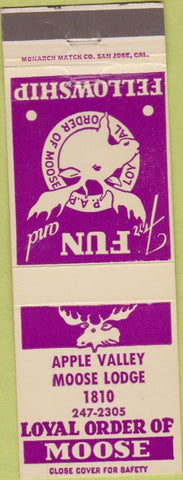 Matchbook Cover - Matchbook Cover Moose Lodge Apple Valley CA
