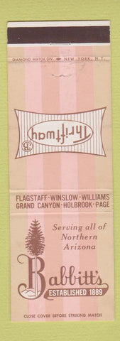 Matchbook Cover - Babbitt's Flagstaff Holbrook Page Grand Canyon Williams AZ
