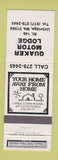 Matchbook Cover - Quaker Motor Lodge Uxbridge MA