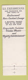 Matchbook Cover - La Zaragozana San Juan Puerto Rico