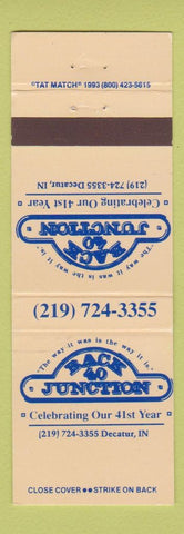 Matchbook Cover - Back to Junction Restaurant Decatur IN