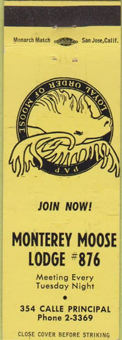 Matchbook Cover - Matchbook Cover Moose Lodge Monterey CA