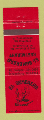 Matchbook Cover - El Sombrero Mexican Restaurant Mount Prospect Schaumburg IL