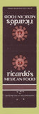 Matchbook Cover - Ricardo's Mexican Food Phoenix Scottsdale Tempe AZ