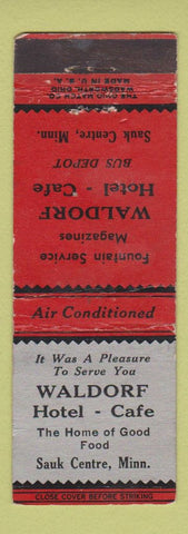 Matchbook Cover - Waldorf Hotel Cafe Sauk Centre MN WEAR