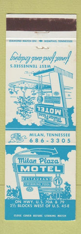 Matchbook Cover - Milan Plaza Motel Milan TN