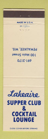 Matchbook Cover - Lakeaire Supper Club Pewaukee WI