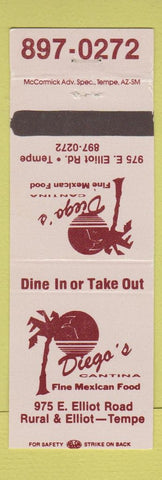 Matchbook Cover - Diego's Cantina Mexican Food Tempe AZ