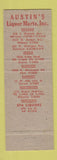 Matchbook Cover - Austin's Liquor Marts Chicago IL