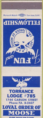 Matchbook Cover - Matchbook Cover Moose Lodge Torrance CA
