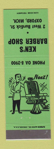 Matchbook Cover - Ken's Barber Shop Oxford MI