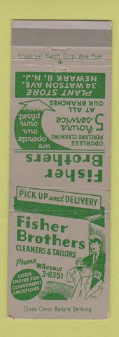 Matchbook Cover - Fisher Brothers Cleaners Tailors Newark NJ
