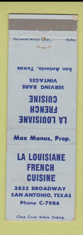 Matchbook Cover - La Louisiane French Restaurant San Antonio TX