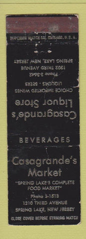 Matchbook Cover - Casagrande's Liquor Store Market Spring Lake NJ WORN