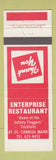Matchbook Cover - Enterprise Restaurant Cornish ME