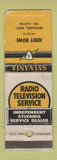 Matchbook Cover - Sylvania Radio TV Service Windlake WI WORN