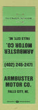 Matchbook Cover - Armbuster Motors Falls City NE