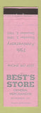 Matchbook Cover - Best's Store General Bethlehem PA 1965 WEAR