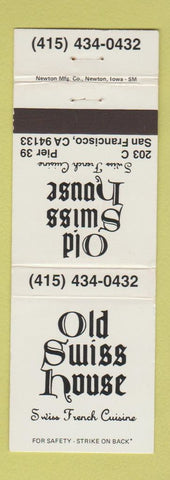 Matchbook Cover - Old Swiss House San Francisco CA