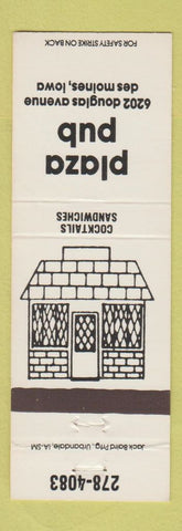 Matchbook Cover - Plaza Pub Des Moines IA