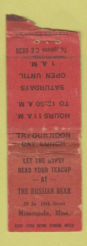 Matchbook Cover - Russian Bear Minneapolis MN POOR BOBTAIL 1920s?