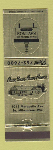 Matchbook Cover - South Milwaukee Savings WI