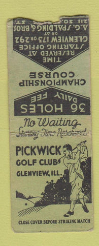 Matchbook Cover - Pickwick Golf Club Glenview IL WEAR BOBTAIL