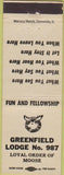 Matchbook Cover - Matchbook Cover Moose Lodge Greenfield IN