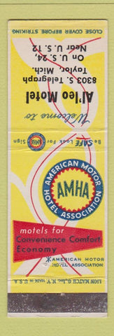 Matchbook Cover - Al'leo Motel Taylor MI