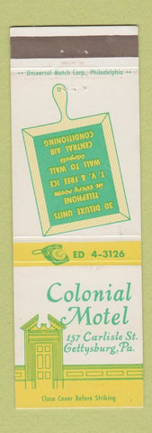 Matchbook Cover - Colonial Motel Gettysburg PA