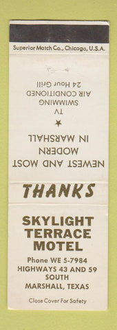 Matchbook Cover - Skylight Terrace Motel Marshall TX