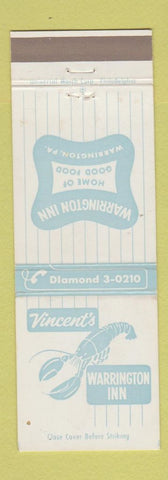 Matchbook Cover - Warrington Inn PA lobster
