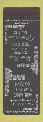 Matchbook Cover - Mary Ann Ice Cream Candy St Louis MO WEAR