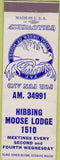 Matchbook Cover - Matchbook Cover Moose Lodge Hibbing MN