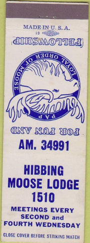 Matchbook Cover - Matchbook Cover Moose Lodge Hibbing MN