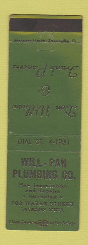 Matchbook Cover - Will Pan Plumbing Jackson MI