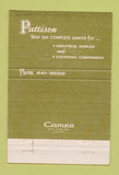 Matchbook Cover - Pattison Supply Cleveland OH 1972 40 Strike