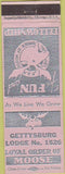 Matchbook Cover - Matchbook Cover Moose Lodge Gettysburg PA