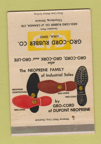 Matchbook Cover - Gro Cord Rubber Lima OH Shoe Soles 40 Strike