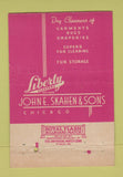 Matchbook Cover - Liberty Cleaners John Skahen Chicago IL WEAR 40 Strike